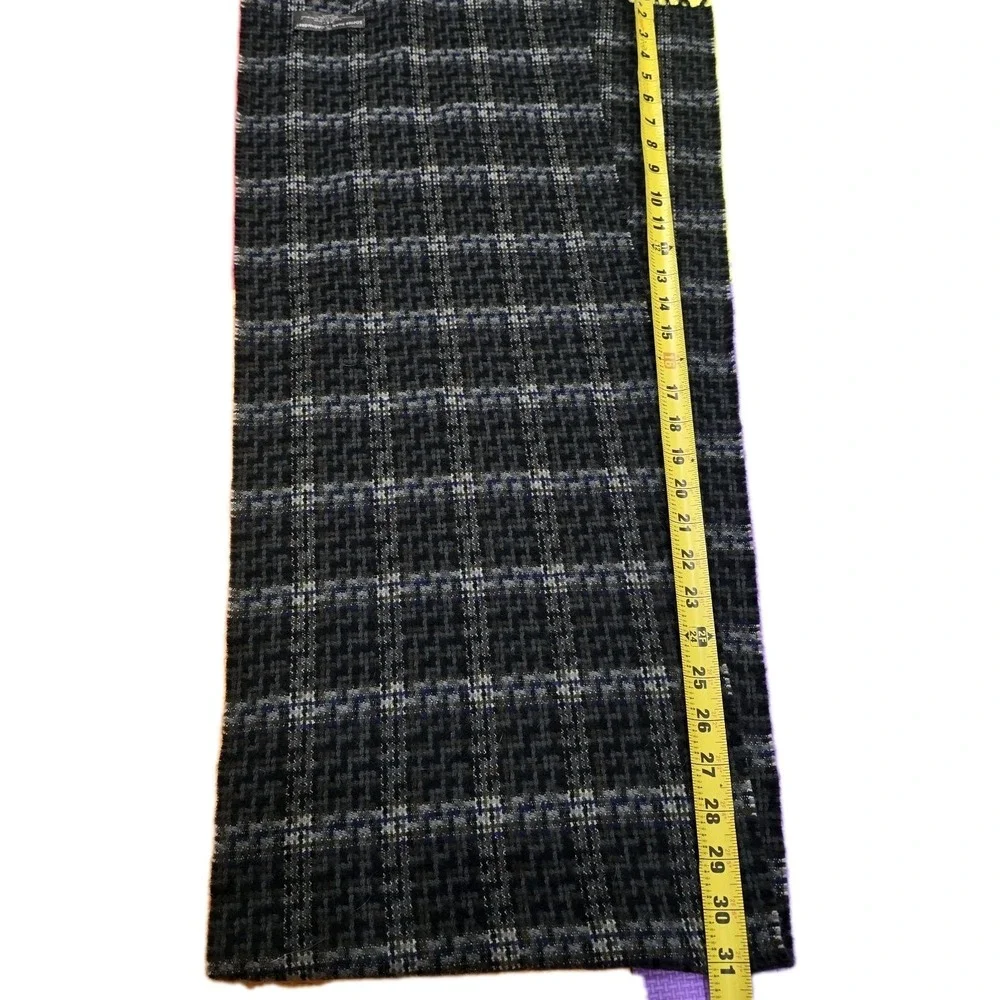 D&Y Softer Than Cashmere Scarf Gray Blue Plaid Checkered 100% Acrylic Soft 12x64